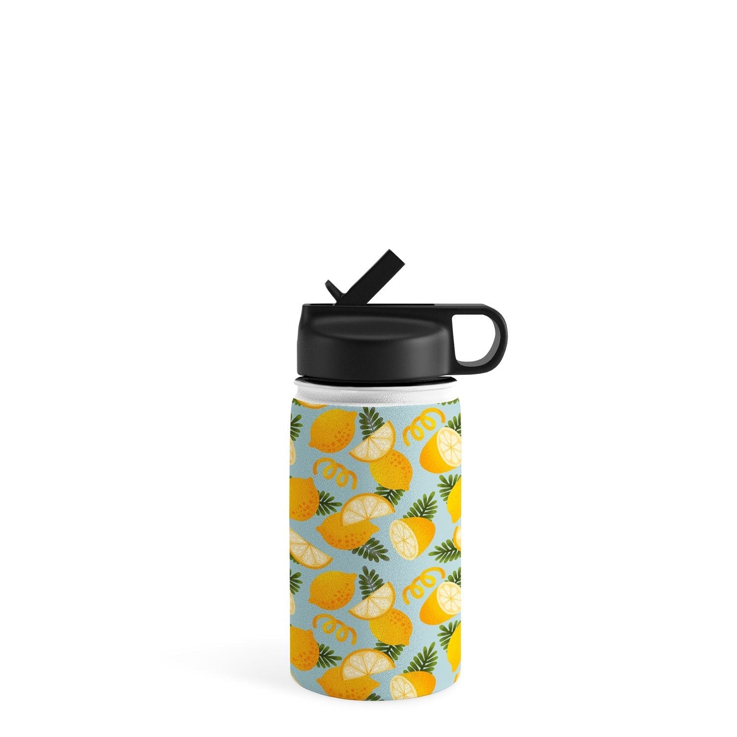 Jessica Molina Lemon Pattern on Sky Blue Water Bottle