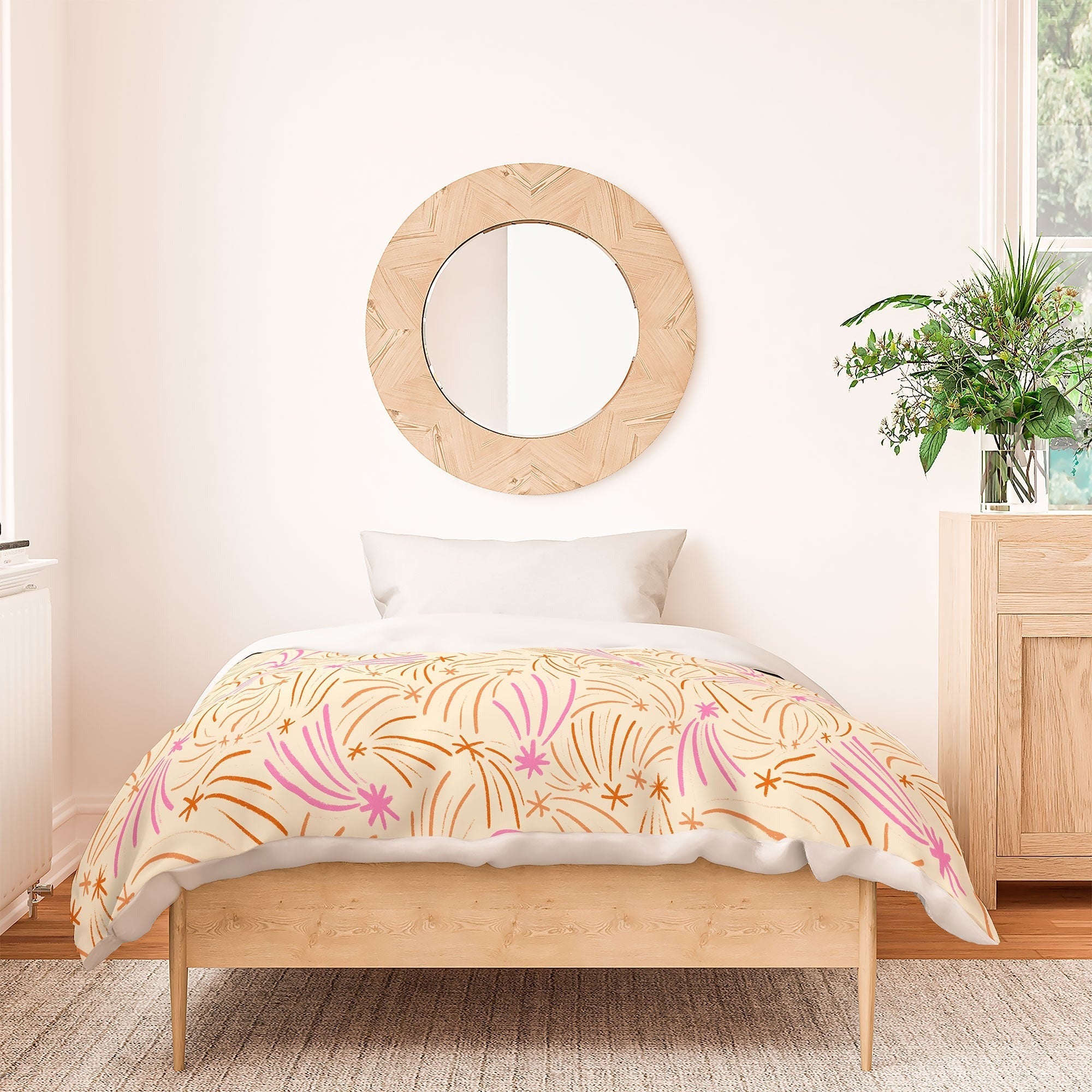 Little Om Pattern Shooting Stars cream Duvet Cover