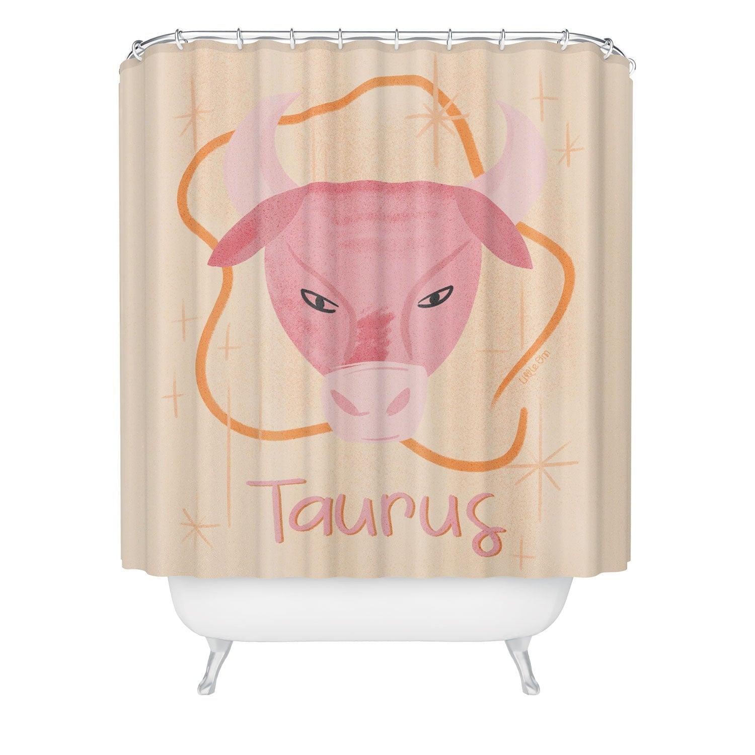 Little Om Zodiac Sign Taurus Shower Curtain