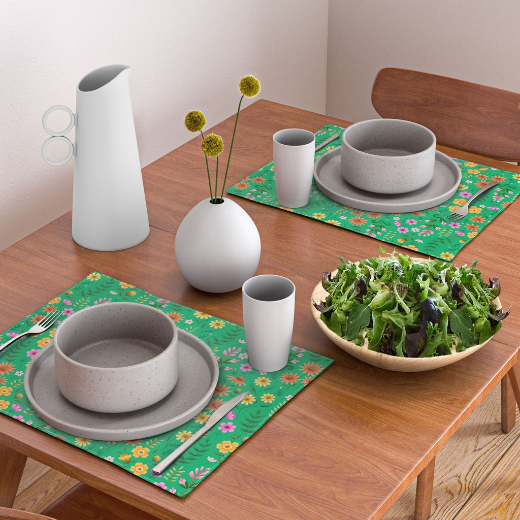 Pimlada Phuapradit Ditsy Spring Floral Green Placemat