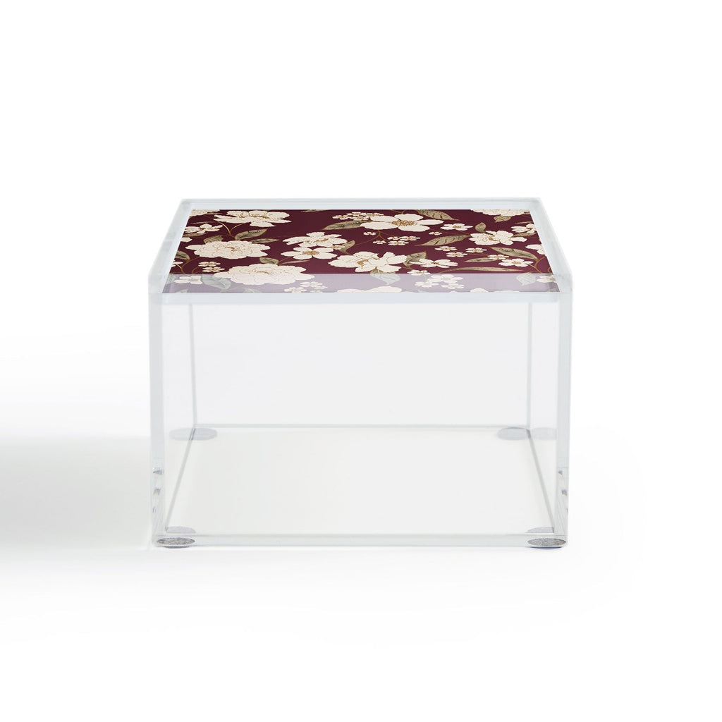 Gabriela Fuente Burgundy Floral Roberta Acrylic Box