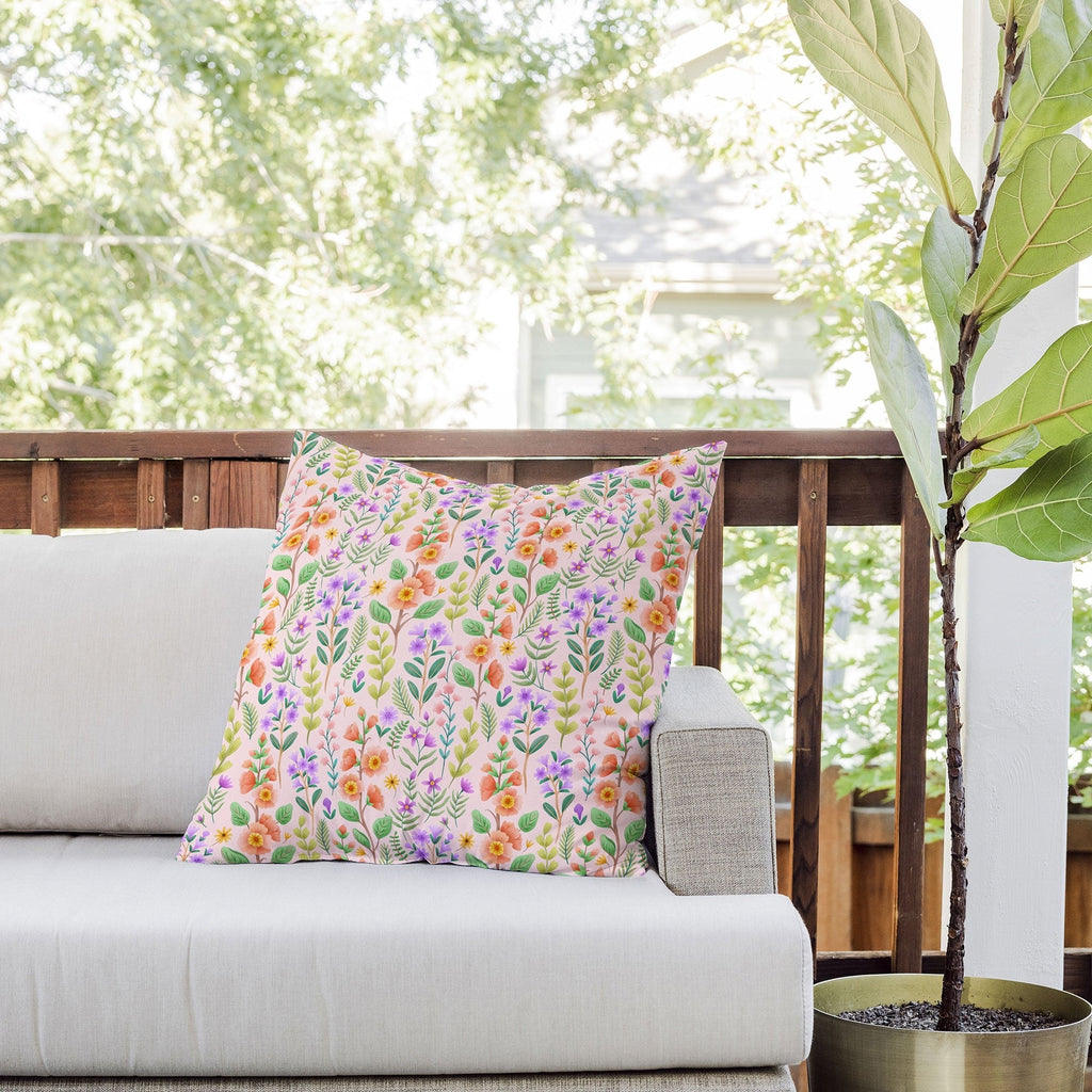 Pimlada Phuapradit Ditsy Spring Floral Outdoor Throw Pillow