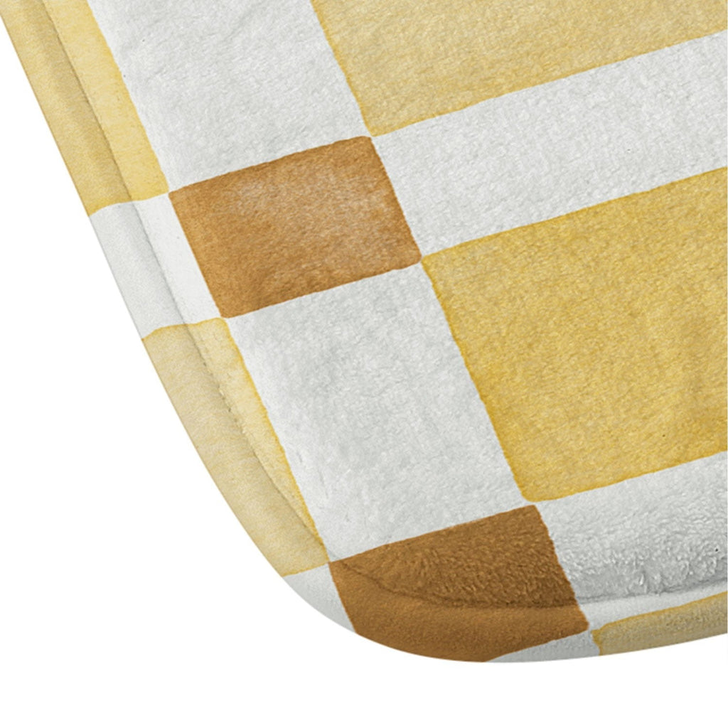 Ninola Design Everyday Artifact Checker Mosaic Tiles Geometry Yellow Memory Foam Bath Mat