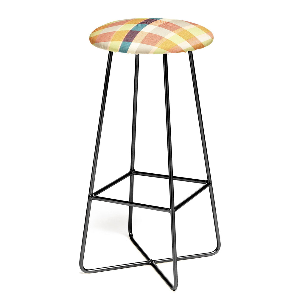 Marta Barragan Camarasa Retro Picnic Plaid Warm Tones Bar Stool