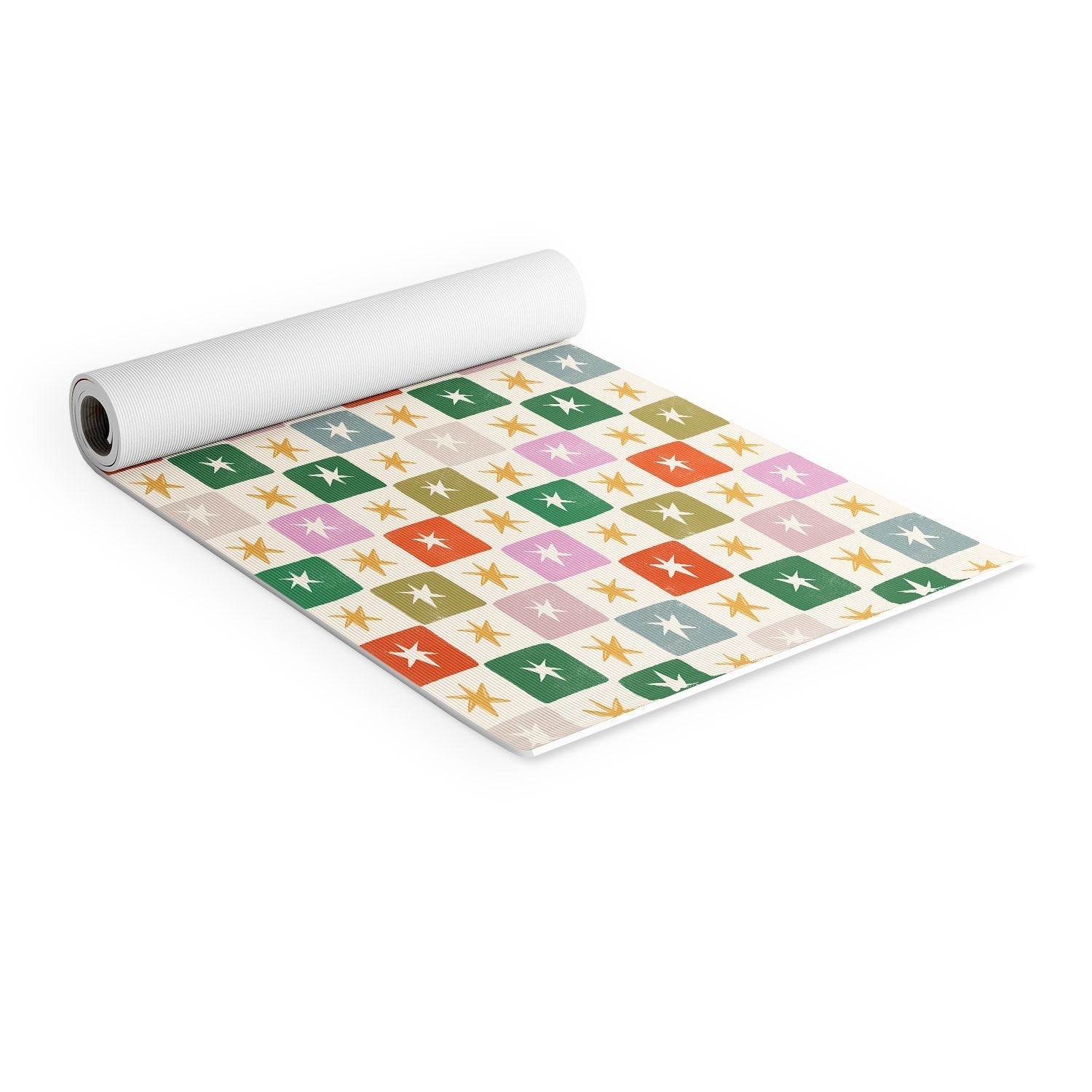 LouBruzzoni Retro Star Block Pattern Yoga Mat