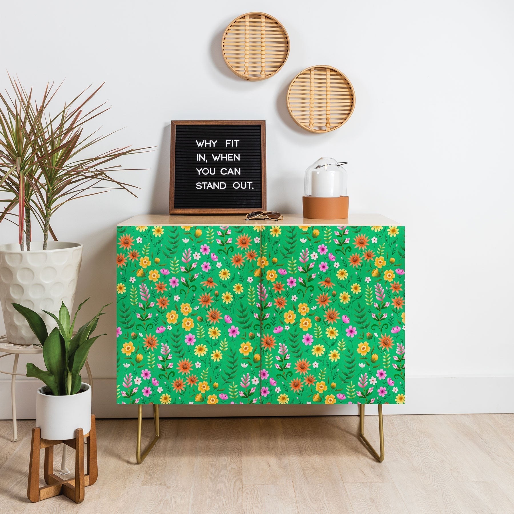 Pimlada Phuapradit Ditsy Spring Floral Green Credenza