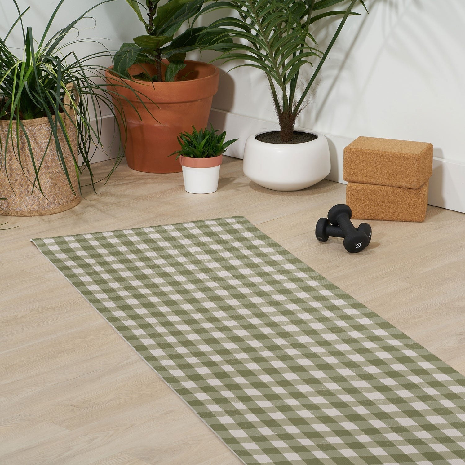 Menina Lisboa Rustic Green Plaid Yoga Mat