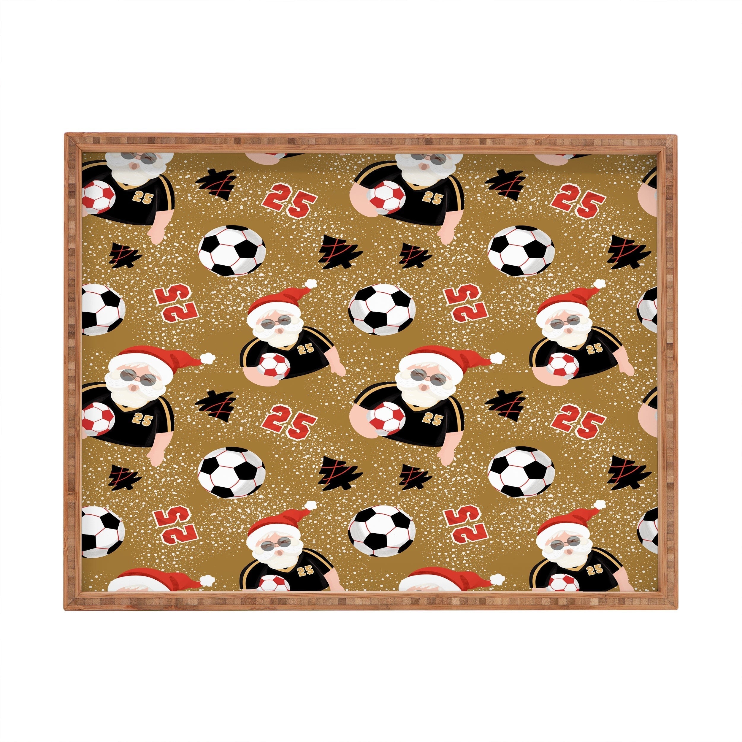 Design by Spark Sporty Soccer Santa Holiday Rectangular Tray