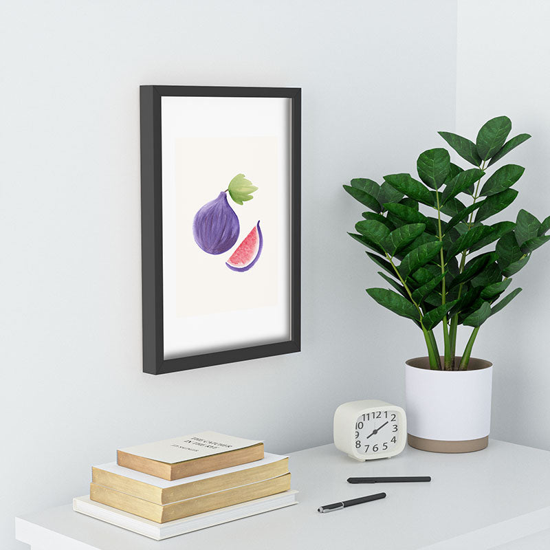 Intemporalis Fig Fruit Watercolor Painting Recessed Framing Rectangle