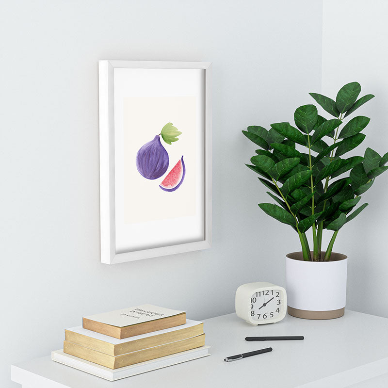 Intemporalis Fig Fruit Watercolor Painting Recessed Framing Rectangle