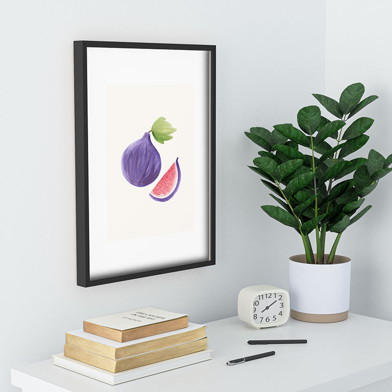Intemporalis Fig Fruit Watercolor Painting Recessed Framing Rectangle