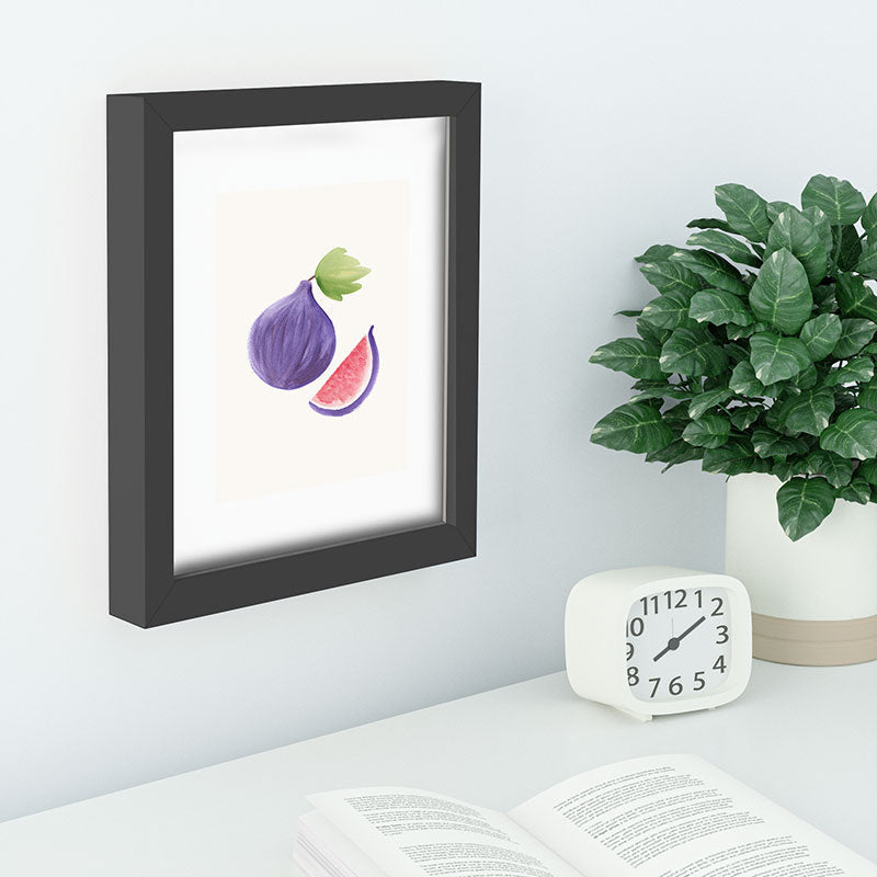 Intemporalis Fig Fruit Watercolor Painting Recessed Framing Rectangle
