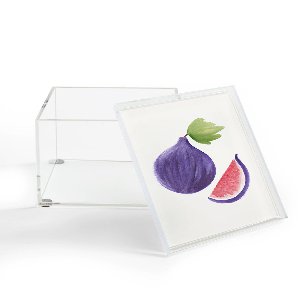 Intemporalis Fig Fruit Watercolor Painting Acrylic Box