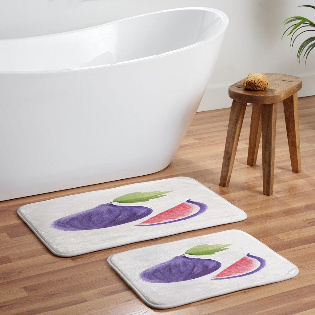 Intemporalis Fig Fruit Watercolor Painting Memory Foam Bath Mat