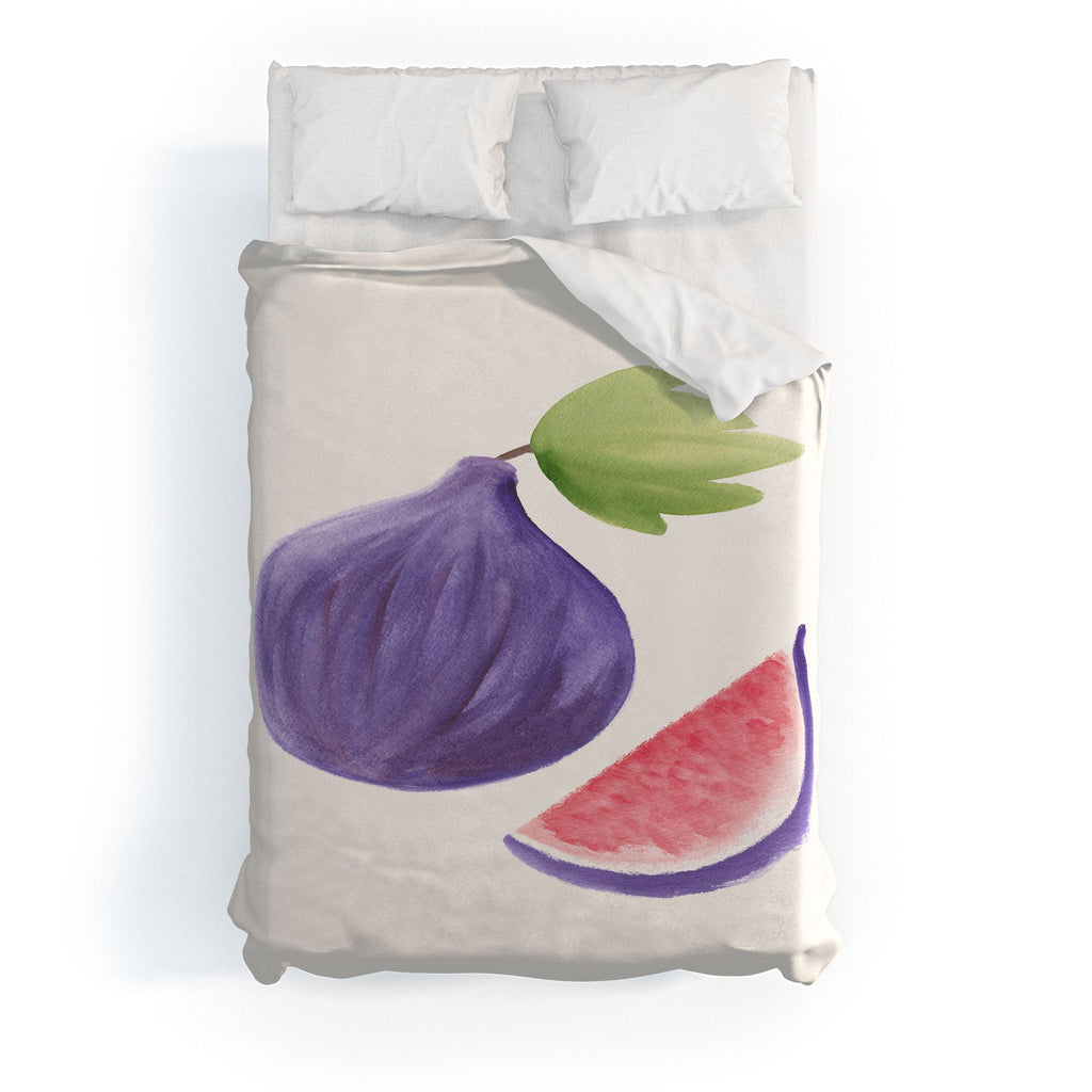 Intemporalis Fig Fruit Watercolor Painting Duvet Cover
