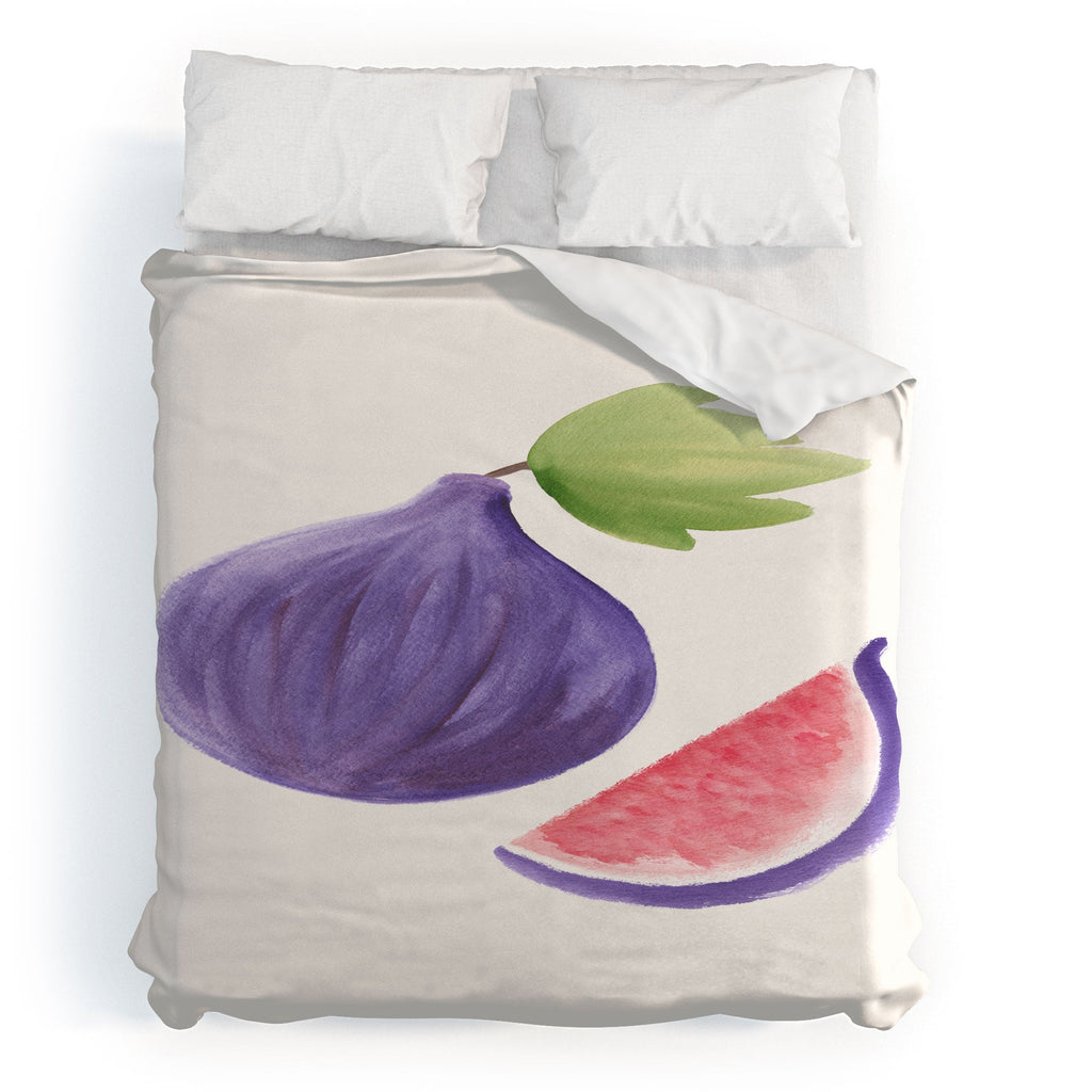 Intemporalis Fig Fruit Watercolor Painting Duvet Cover