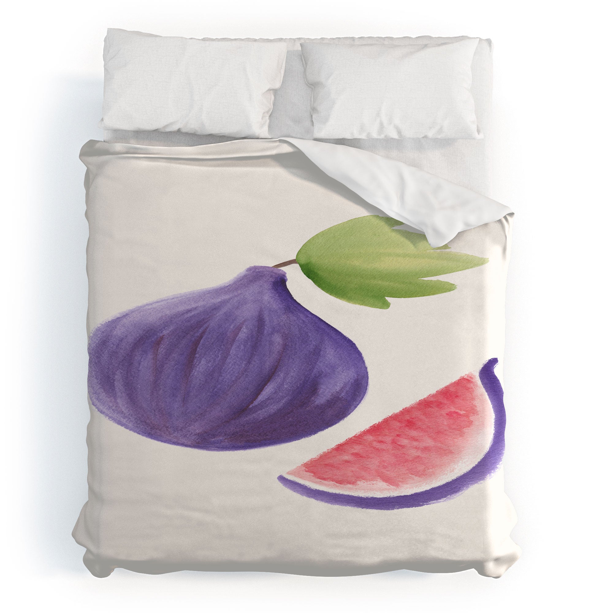 Intemporalis Fig Fruit Watercolor Painting Duvet Cover