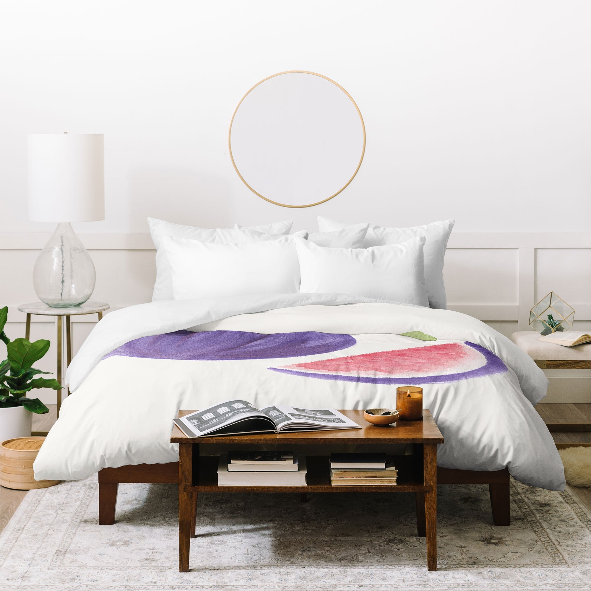Intemporalis Fig Fruit Watercolor Painting Duvet Cover