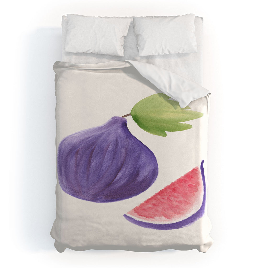 Intemporalis Fig Fruit Watercolor Painting Duvet Cover