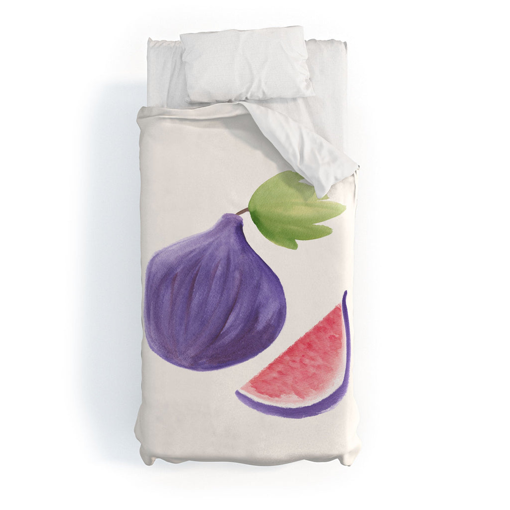 Intemporalis Fig Fruit Watercolor Painting Duvet Cover