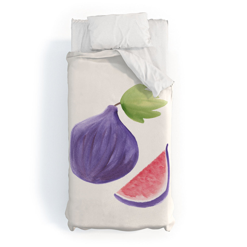 Intemporalis Fig Fruit Watercolor Painting Duvet Cover