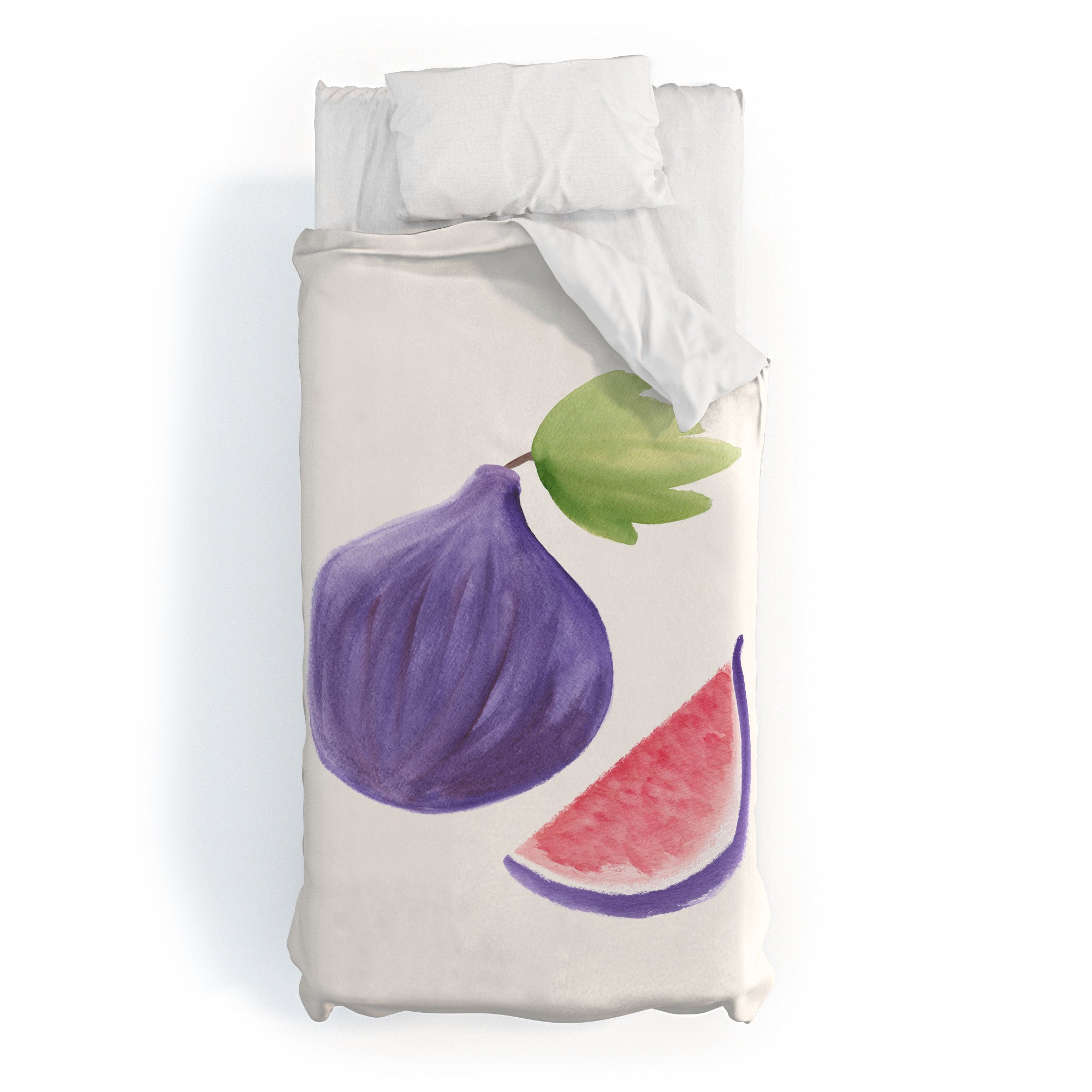 Intemporalis Fig Fruit Watercolor Painting Duvet Cover