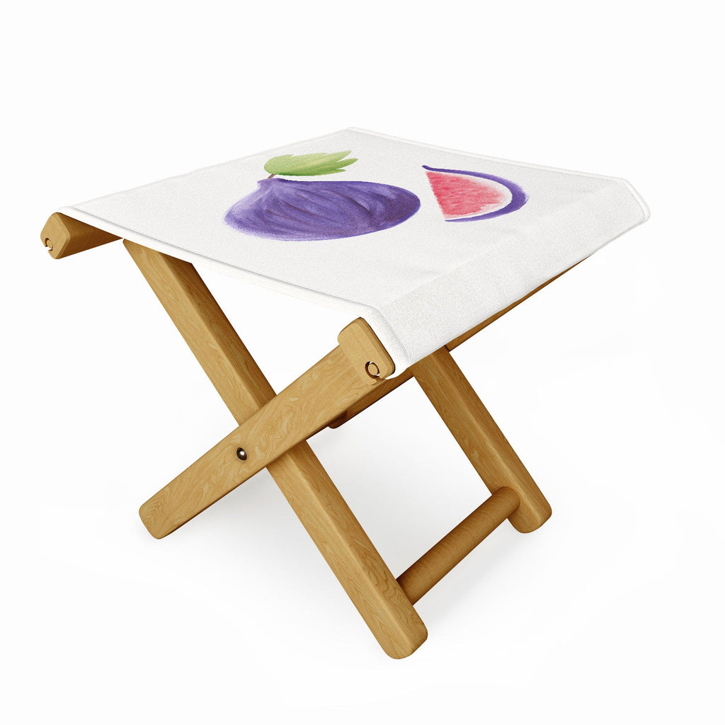 Intemporalis Fig Fruit Watercolor Painting Folding Stool