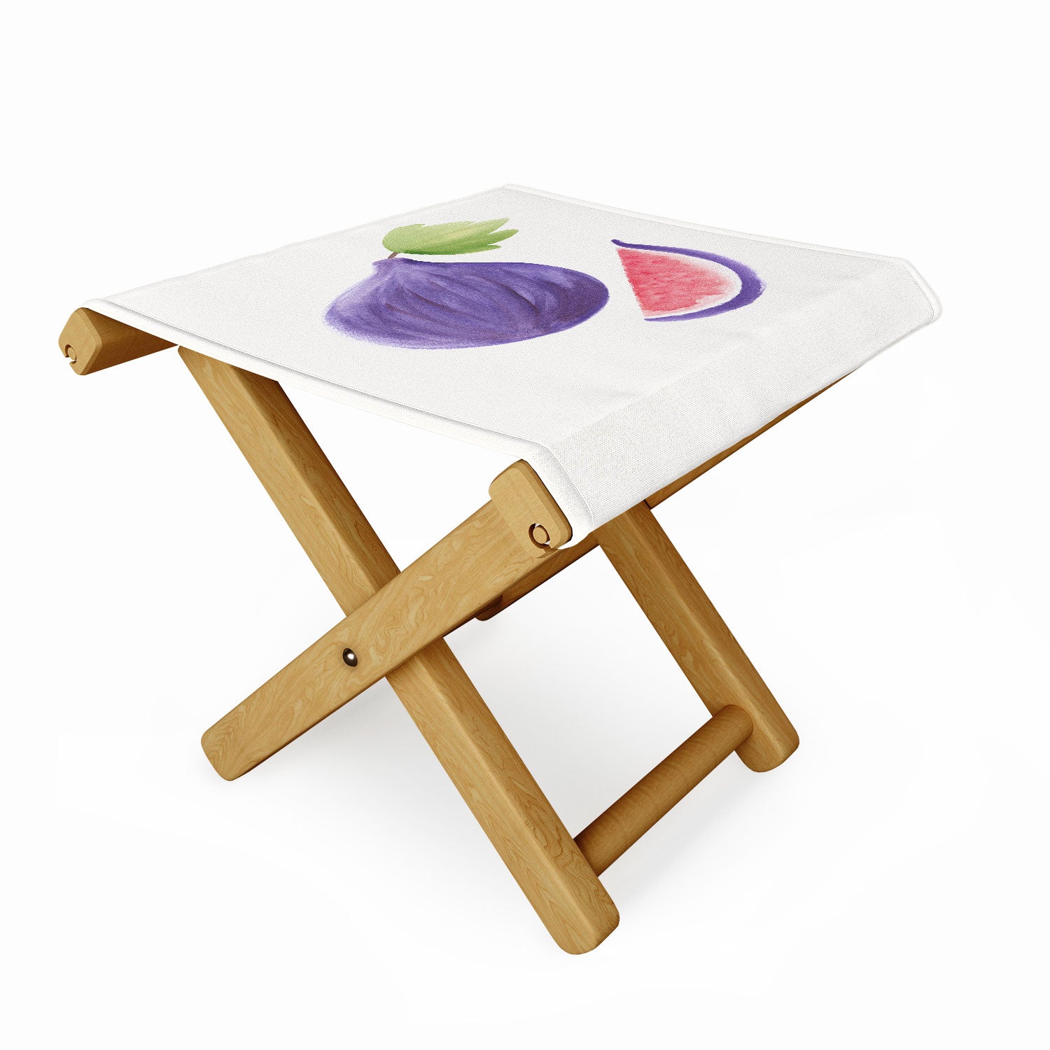 Intemporalis Fig Fruit Watercolor Painting Folding Stool