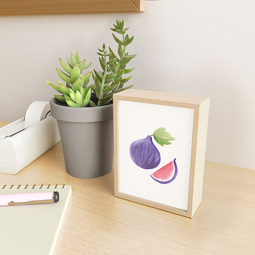 Intemporalis Fig Fruit Watercolor Painting Framed Mini Art Print