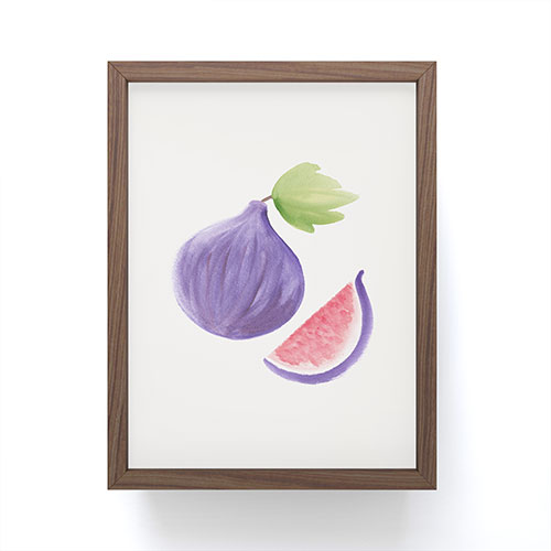 Intemporalis Fig Fruit Watercolor Painting Framed Mini Art Print