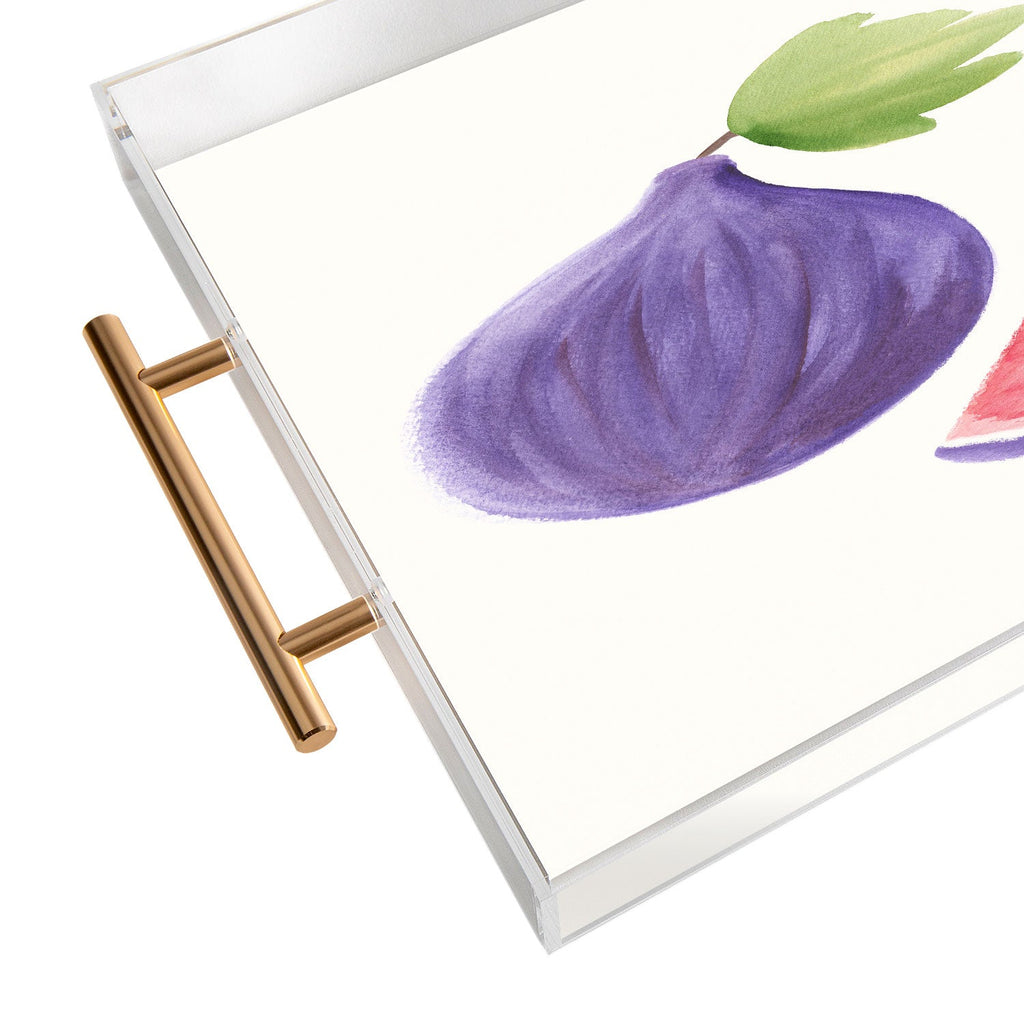 Intemporalis Fig Fruit Watercolor Painting Acrylic Tray