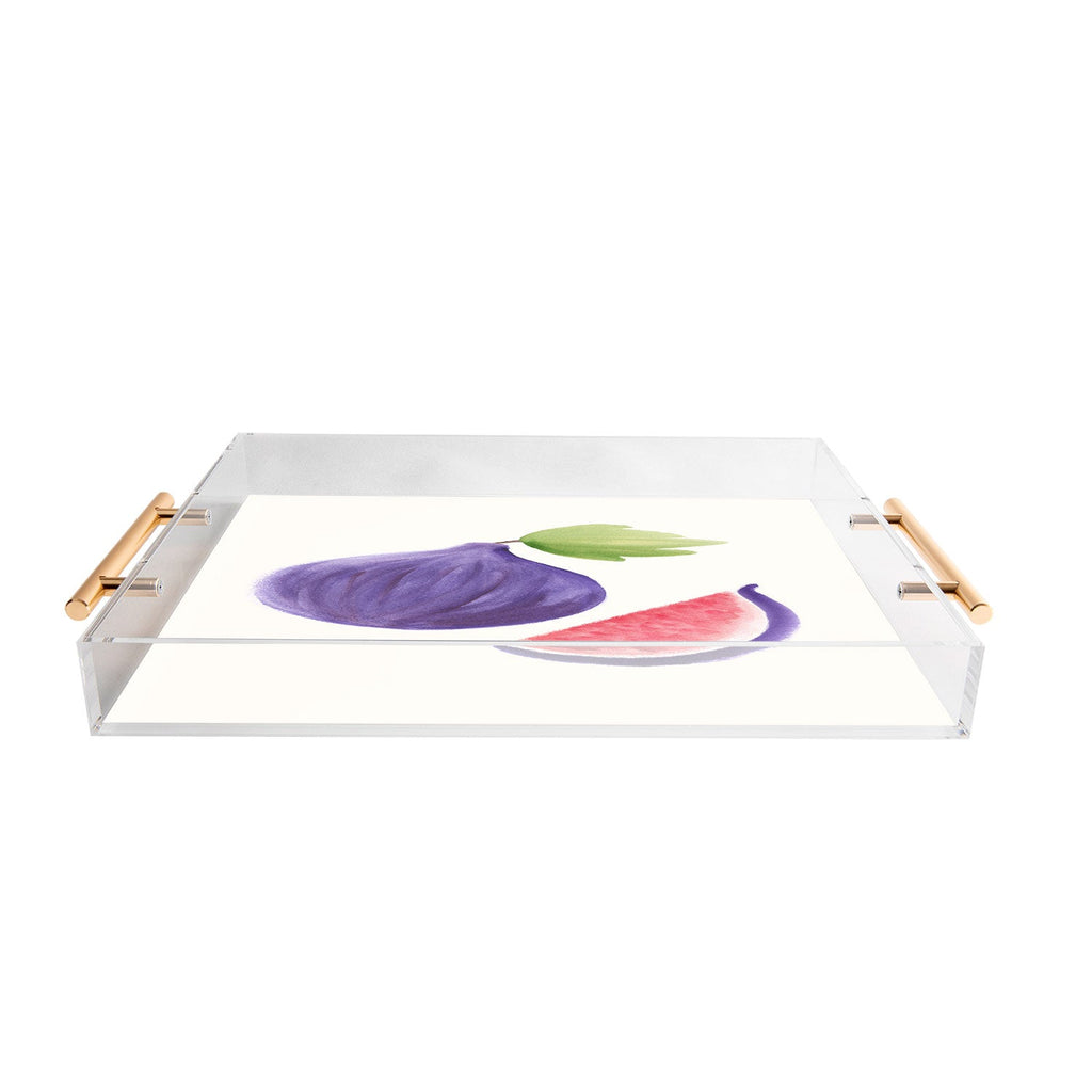 Intemporalis Fig Fruit Watercolor Painting Acrylic Tray
