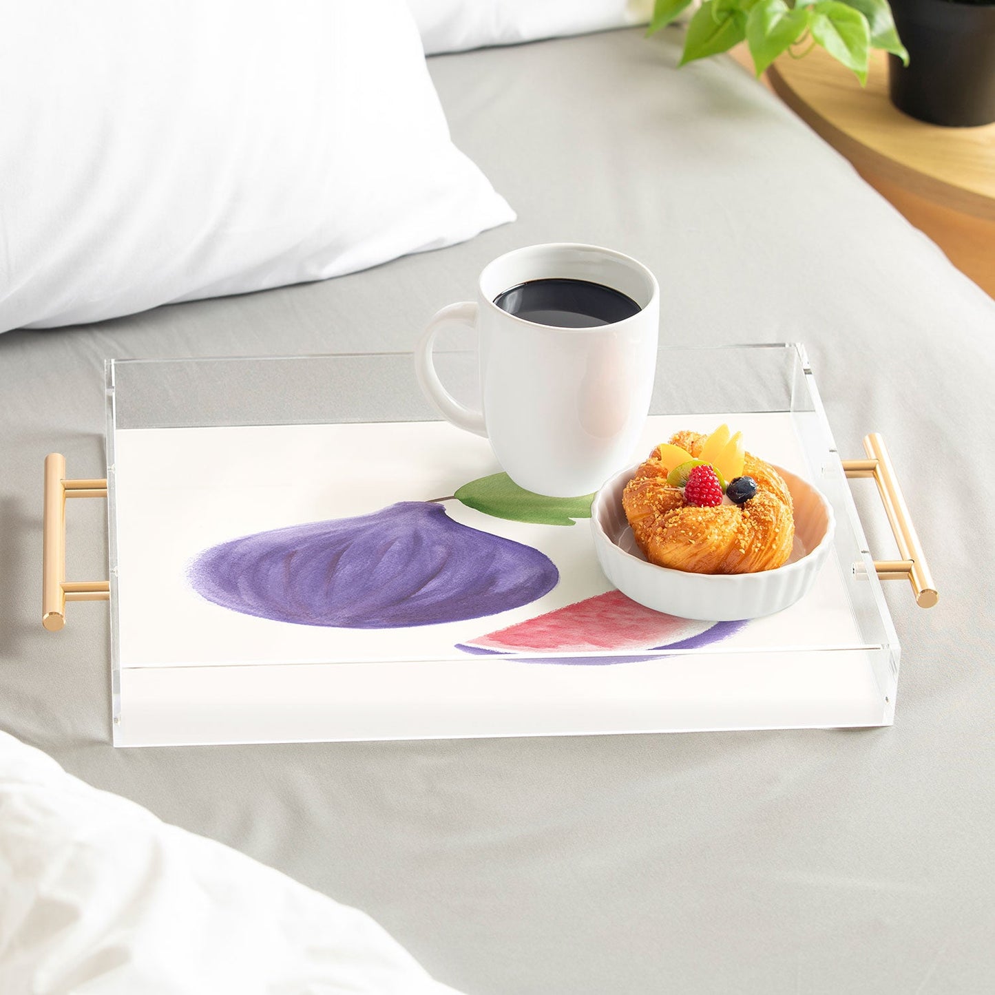 Intemporalis Fig Fruit Watercolor Painting Acrylic Tray