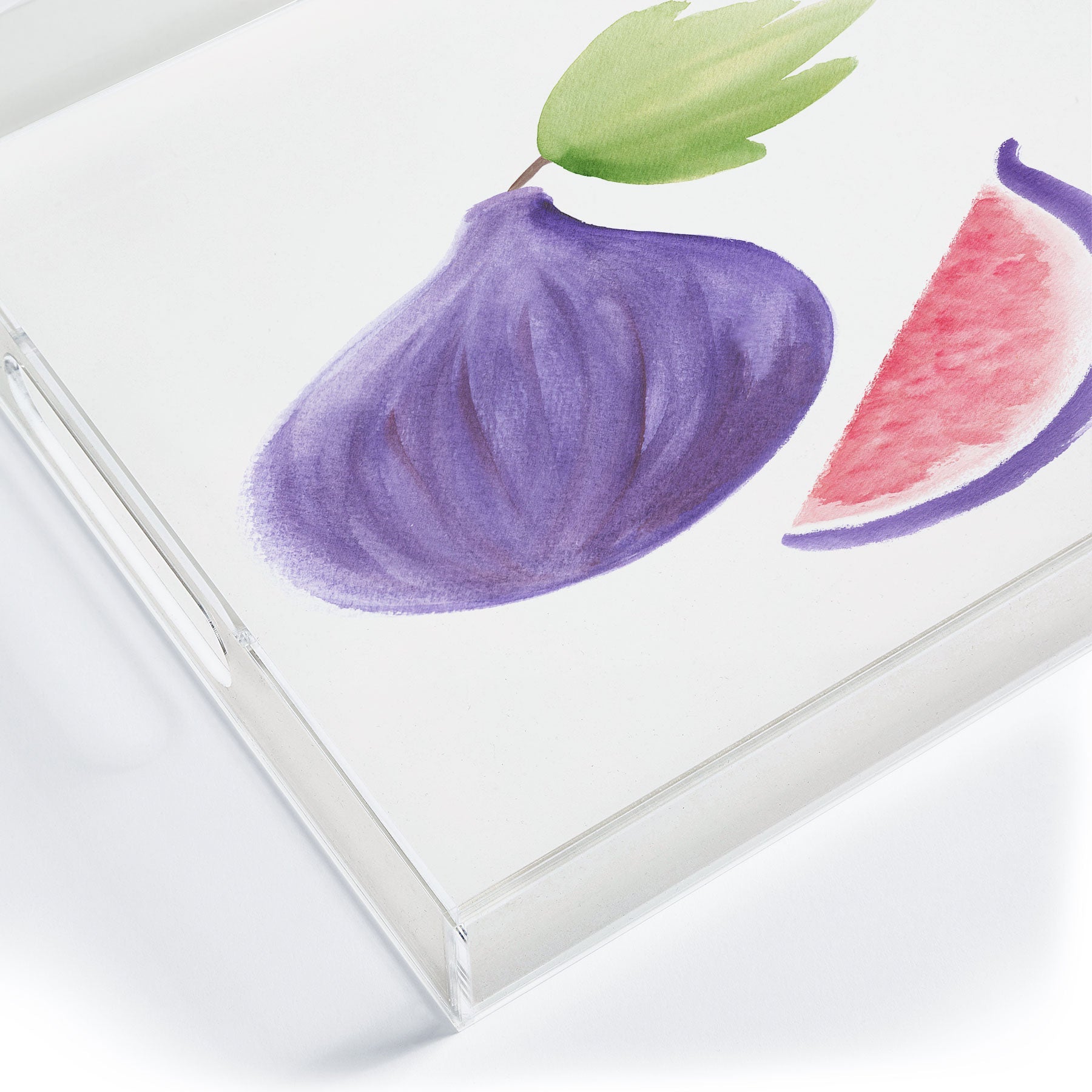 Intemporalis Fig Fruit Watercolor Painting Acrylic Tray