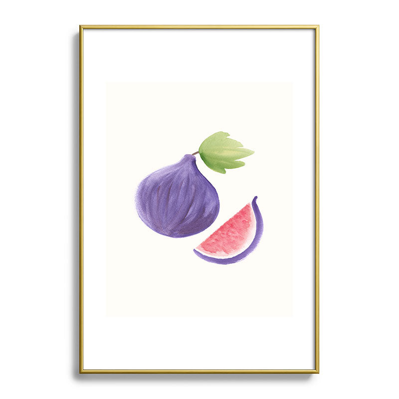 Intemporalis Fig Fruit Watercolor Painting Metal Framed Art Print