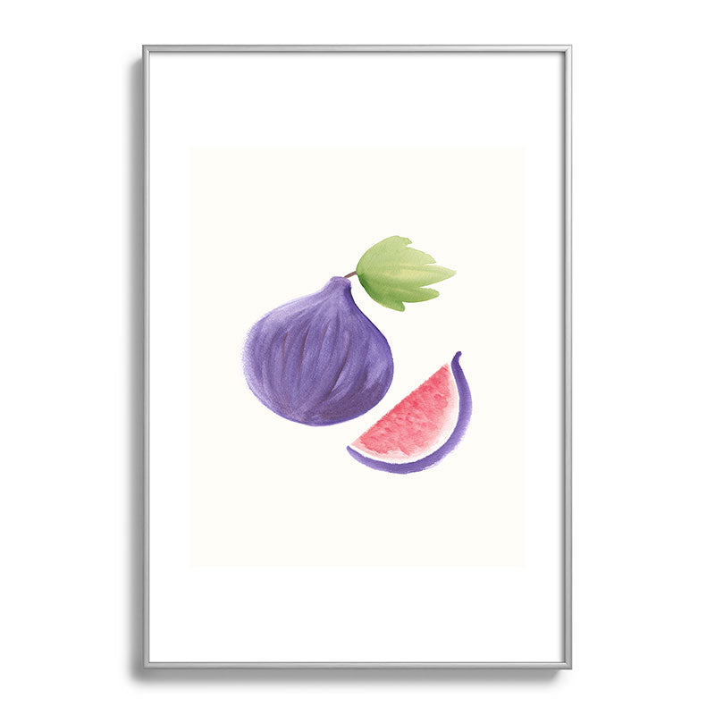 Intemporalis Fig Fruit Watercolor Painting Metal Framed Art Print