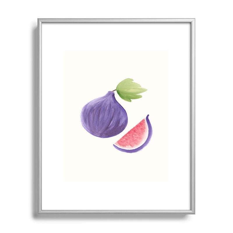 Intemporalis Fig Fruit Watercolor Painting Metal Framed Art Print