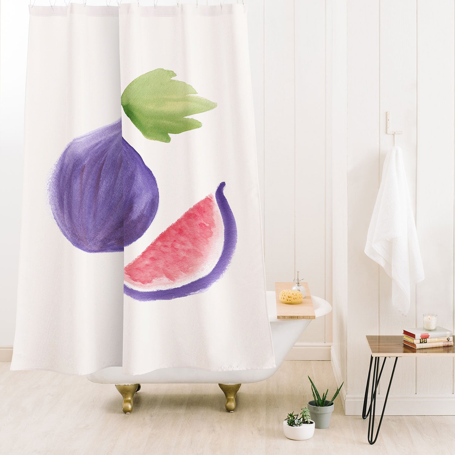 Intemporalis Fig Fruit Watercolor Painting Shower Curtain