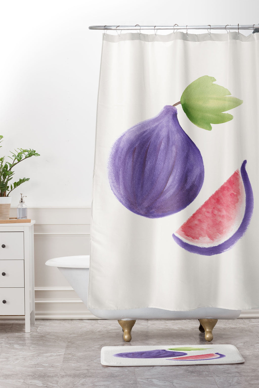 Intemporalis Fig Fruit Watercolor Painting Memory Foam Bath Mat