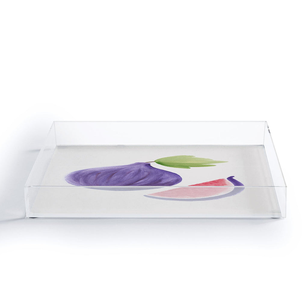 Intemporalis Fig Fruit Watercolor Painting Acrylic Tray