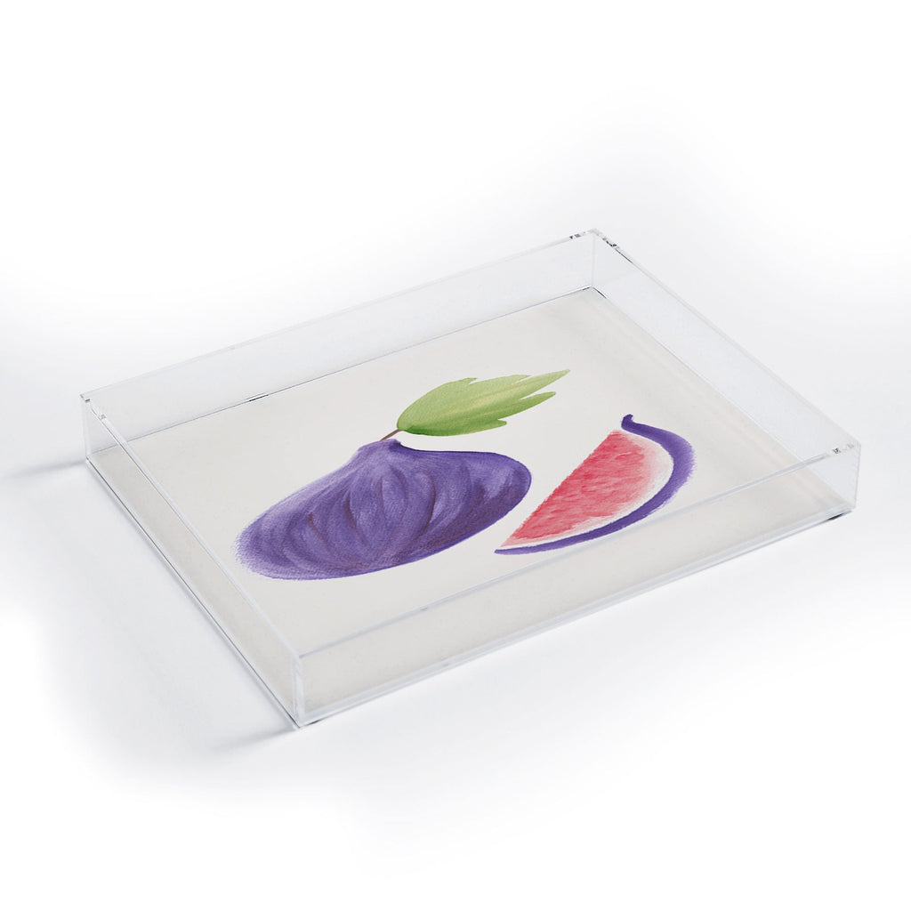 Intemporalis Fig Fruit Watercolor Painting Acrylic Tray