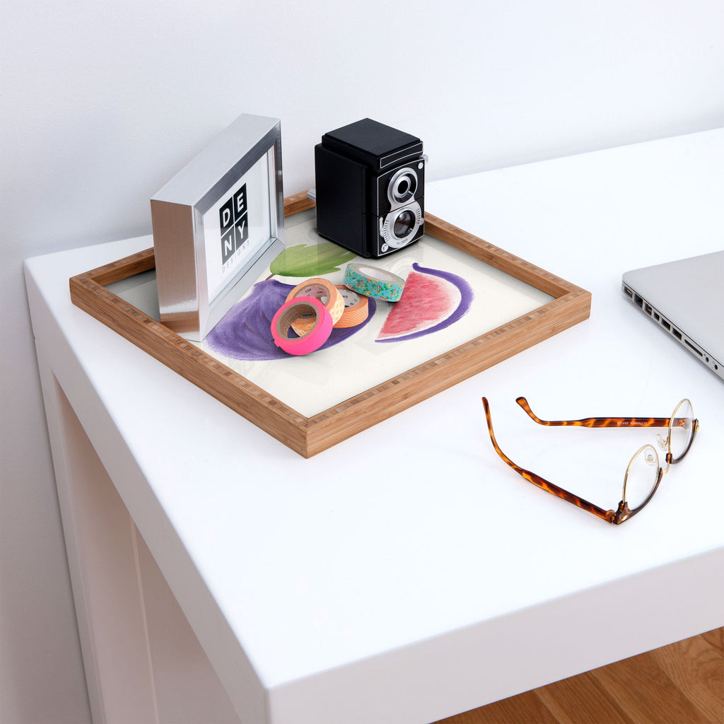 Intemporalis Fig Fruit Watercolor Painting Square Tray