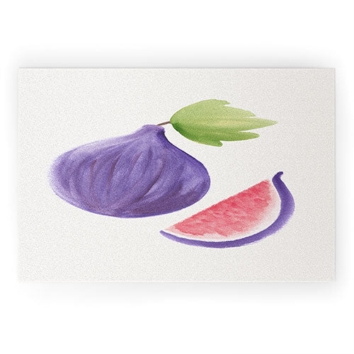 Intemporalis Fig Fruit Watercolor Painting Welcome Mat