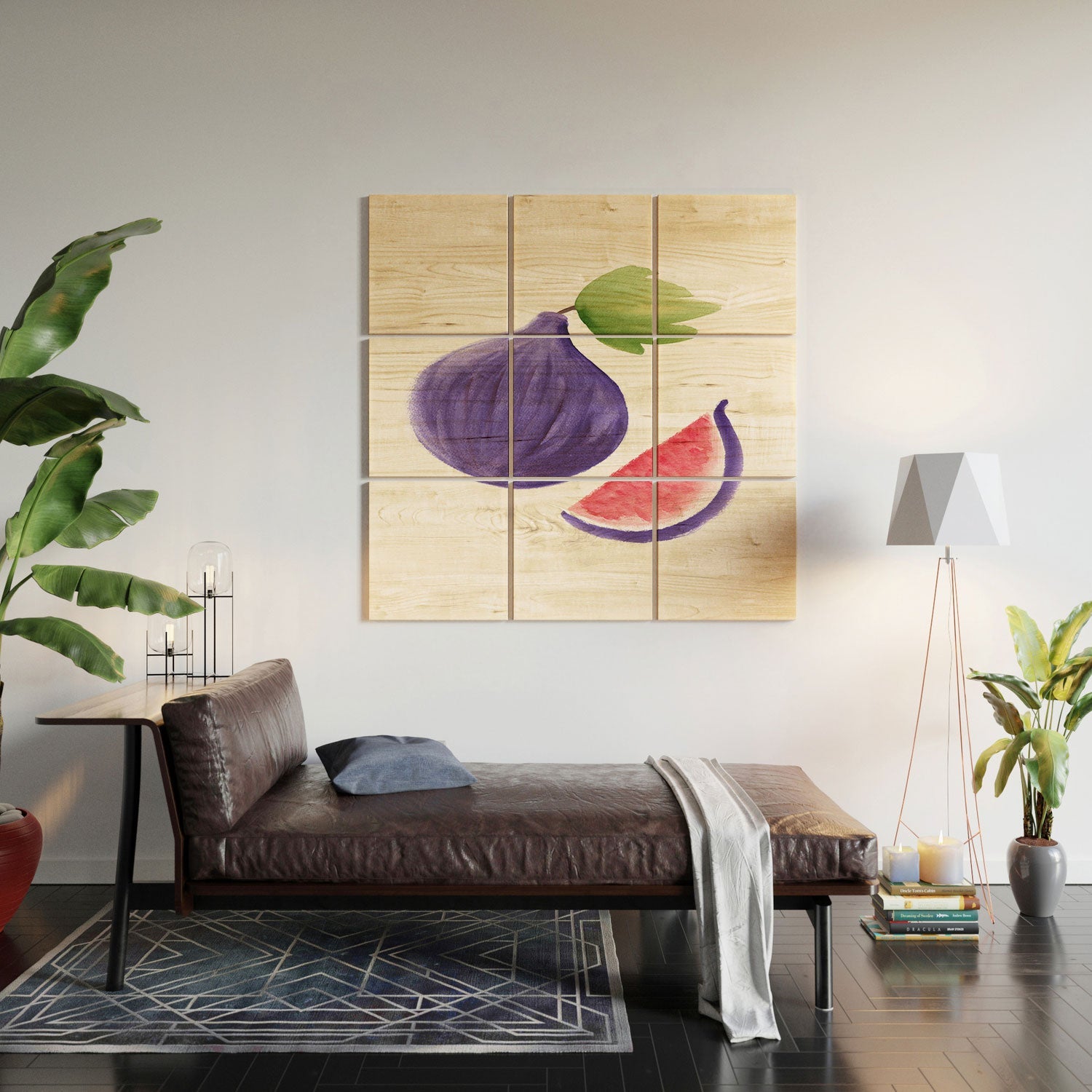 Intemporalis Fig Fruit Watercolor Painting Wood Wall Mural
