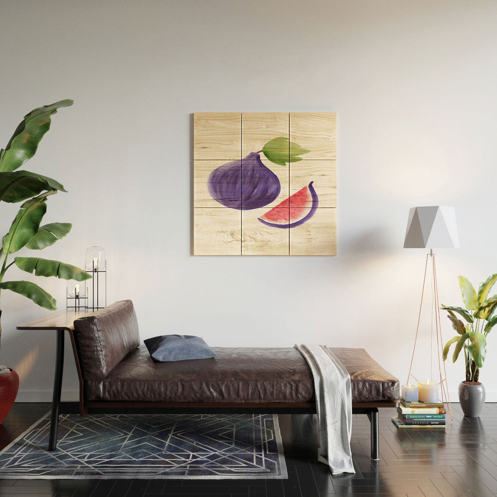 Intemporalis Fig Fruit Watercolor Painting Wood Wall Mural