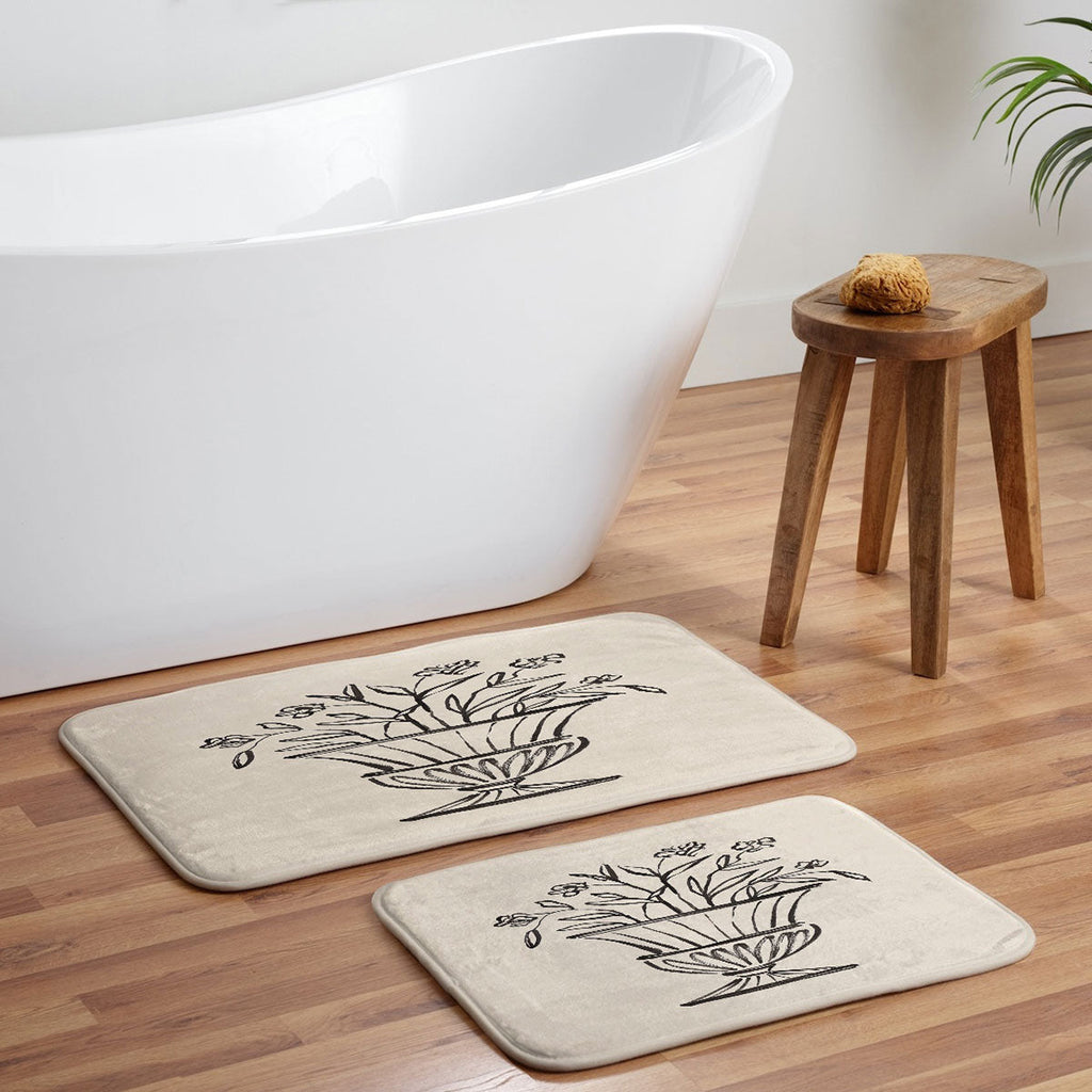 Intemporalis Garden Pot Antique Vase Flower Memory Foam Bath Mat