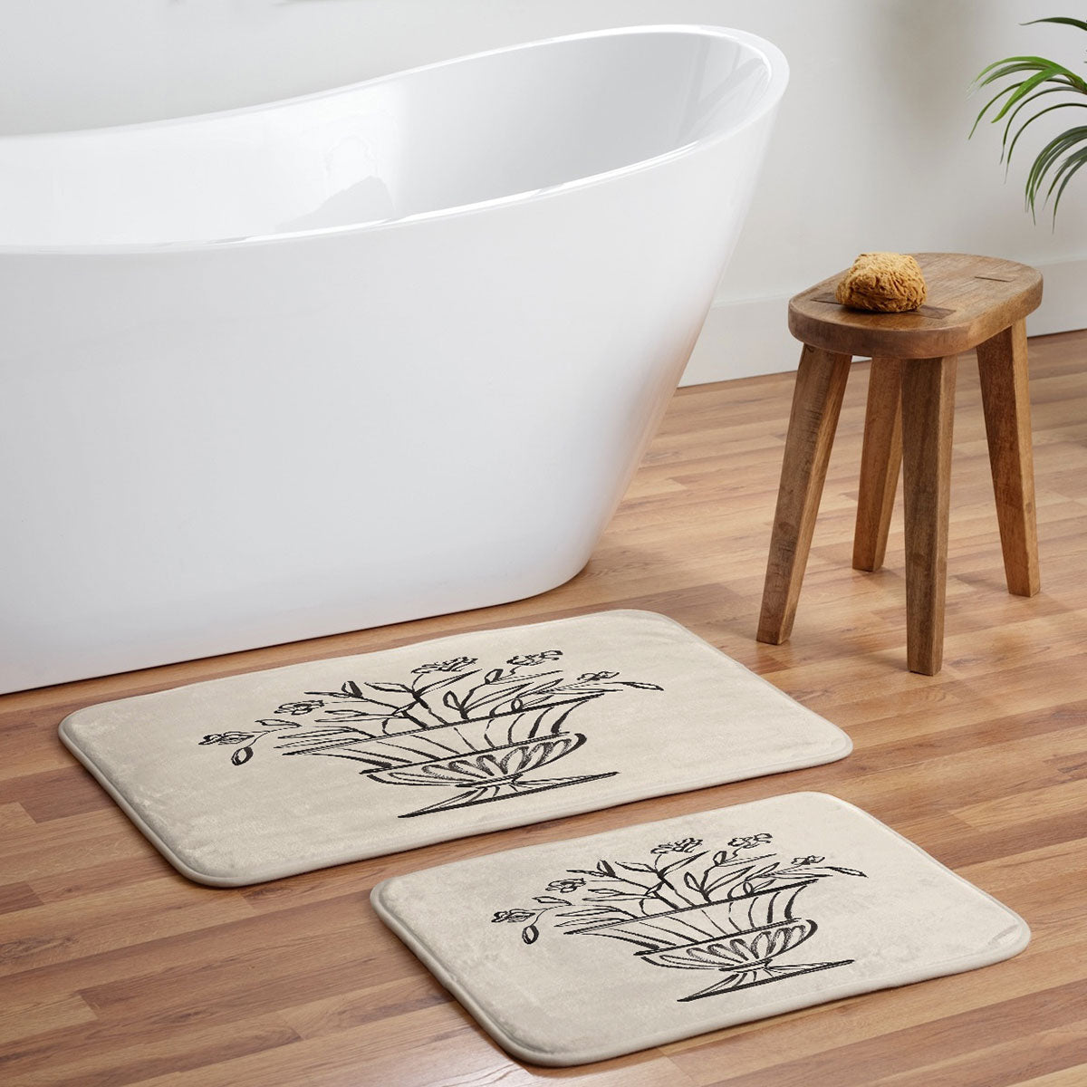 Intemporalis Garden Pot Antique Vase Flower Memory Foam Bath Mat