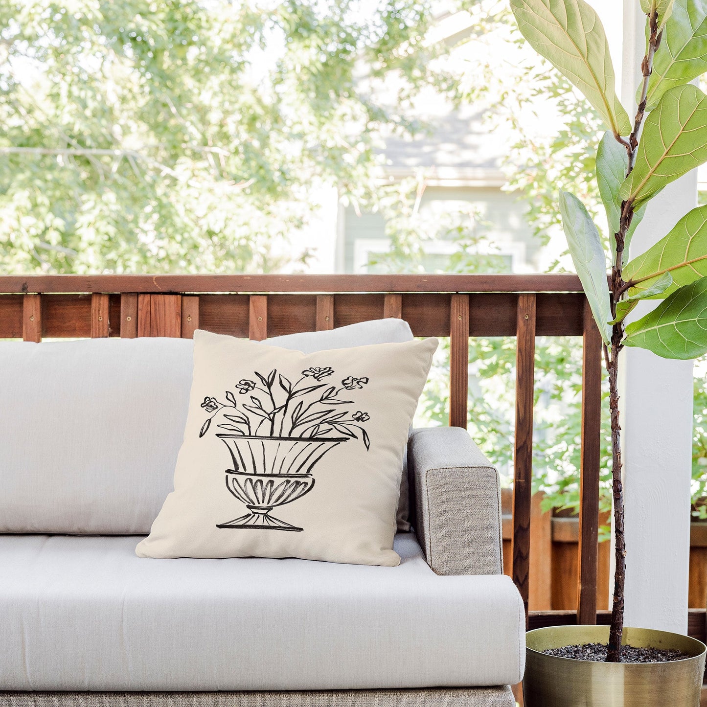 Intemporalis Garden Pot Antique Vase Flower Outdoor Throw Pillow