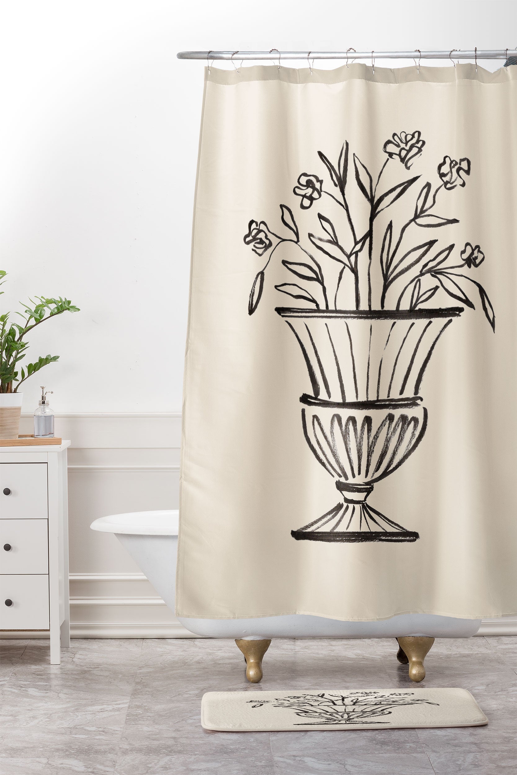 Intemporalis Garden Pot Antique Vase Flower Memory Foam Bath Mat