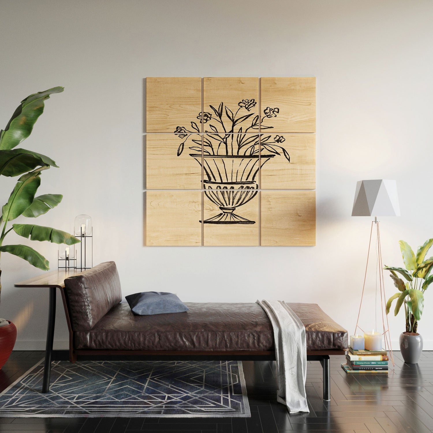 Intemporalis Garden Pot Antique Vase Flower Wood Wall Mural